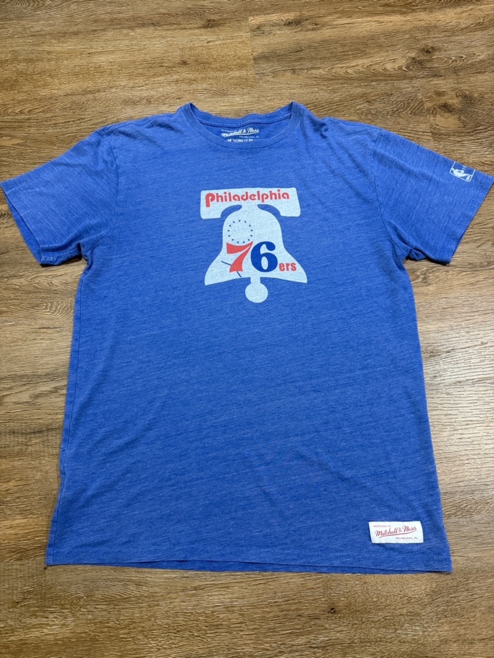 Mitchell & Ness HWC Royal Blue Philadelphia 76ers Bell Logo Tee